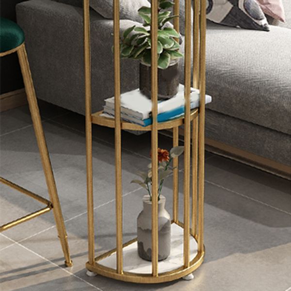 Glam Sintered Stone Bistro Bar Table Oval Metal Base Bar Table with Storage