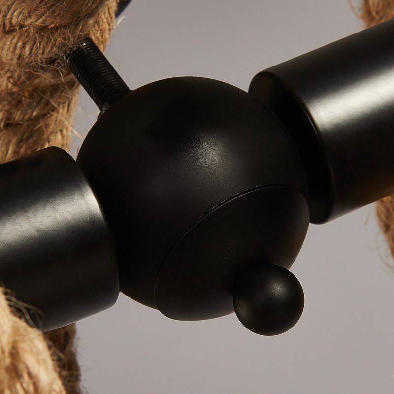 Spring-shaped Hemp Rope Creative Chandelier Industrial Style 2-Lights Suspension Lighting Fixture for Restaurant