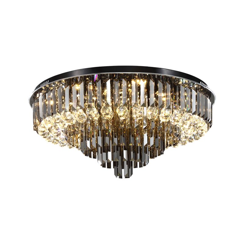 Smoke Gray Layered Flush-Mount Light Modern Style Crystal LED Plafond Light Fixture voor Slaapkamer, 19.5 "/23.5" Wide
