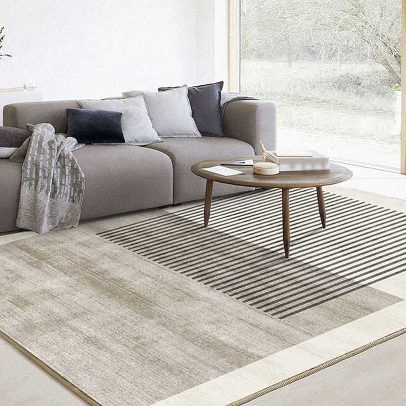 Modern Style Rug Beige Polyester Area Rug Stain Resistant Rug for Home Decor