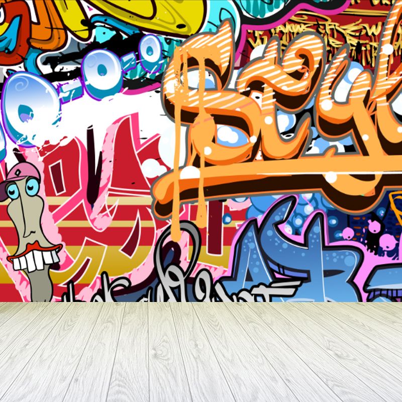 Novel Graffiti Wall Mural Modern Decorative Living Room Wall Art, Custom Size Available