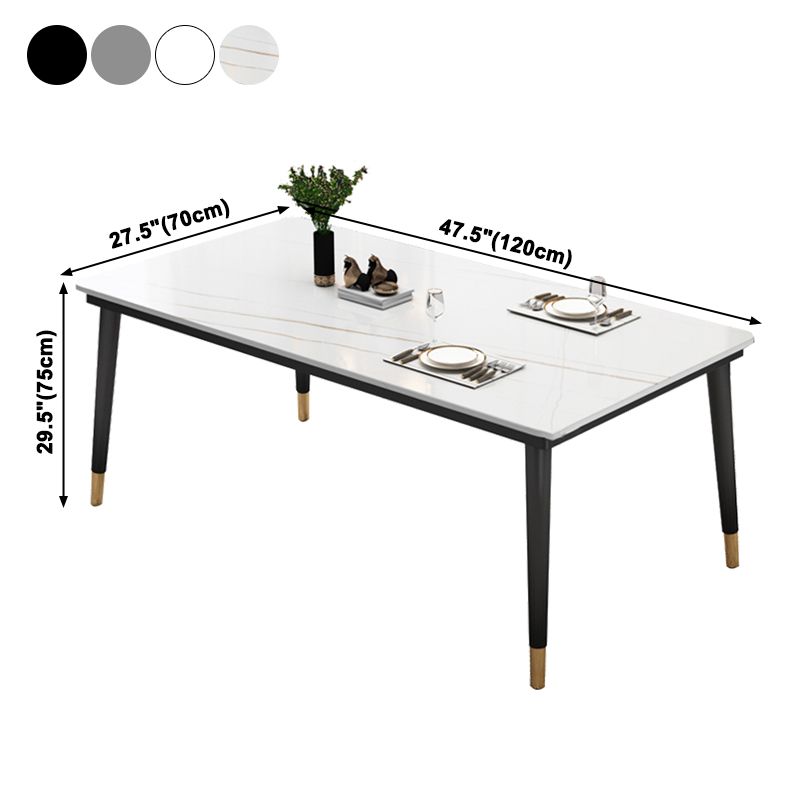 Traditional Luxury Rectangle Dining Room Table Sintered Stone Table with 4 Black Legs