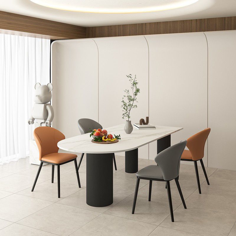 Mesa de cena de piedra contemporánea Mesa de comedor de la base de trípode para el hogar