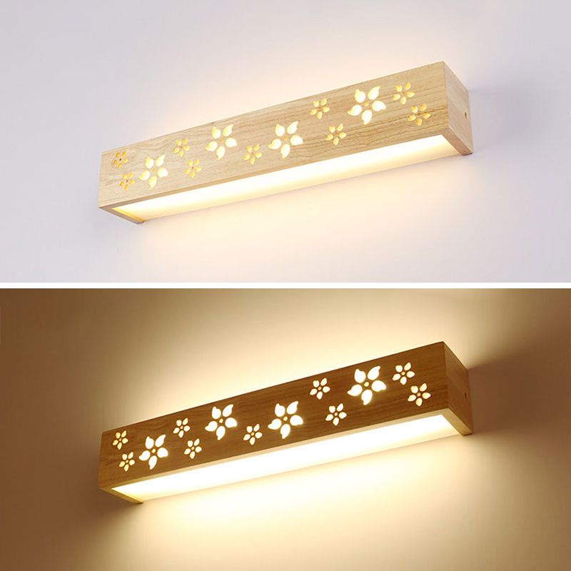 Lampada vanità di rettangolo di luce vanità in legno nordico con ombra acrilica per camera da letto