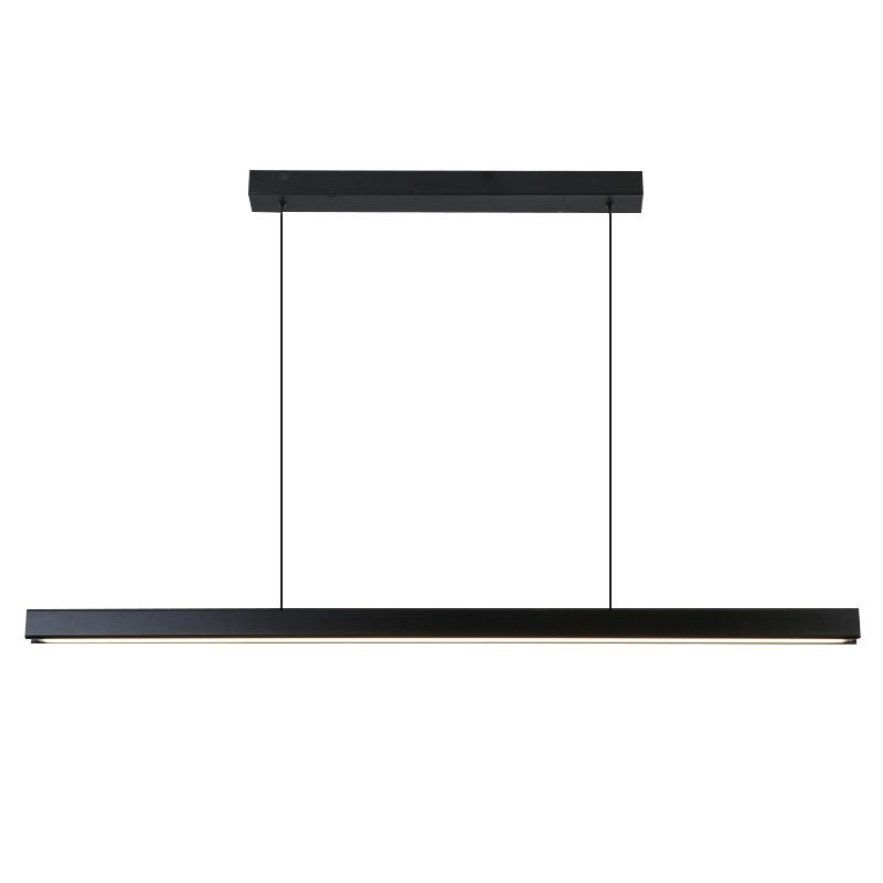 Modern Island Light Metal Straight Island Pendant in Black for Dining Room