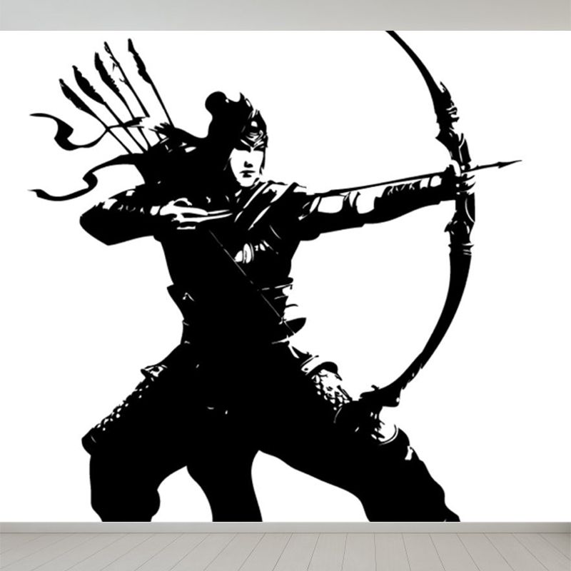 Valiant Chivalrous Expert Mural Decal Black Contemporary Wall Art for Living Room