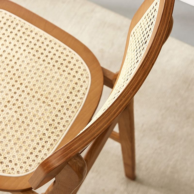 Ash Solid Wood Frame Bar Stool Contemporary Armless Indoor Stool with Rattan Seat