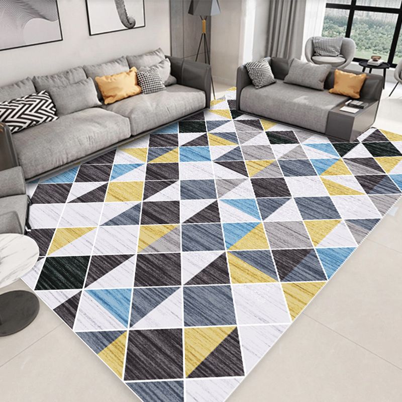 Black Modern Carpet Polyester Geometric Carpet Washable Rug for Home Decoration