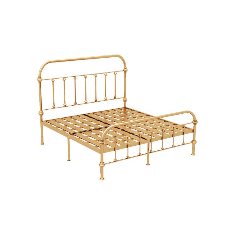 Luxurious Standard Bed with Open-Frame Headboard and Metal Legs