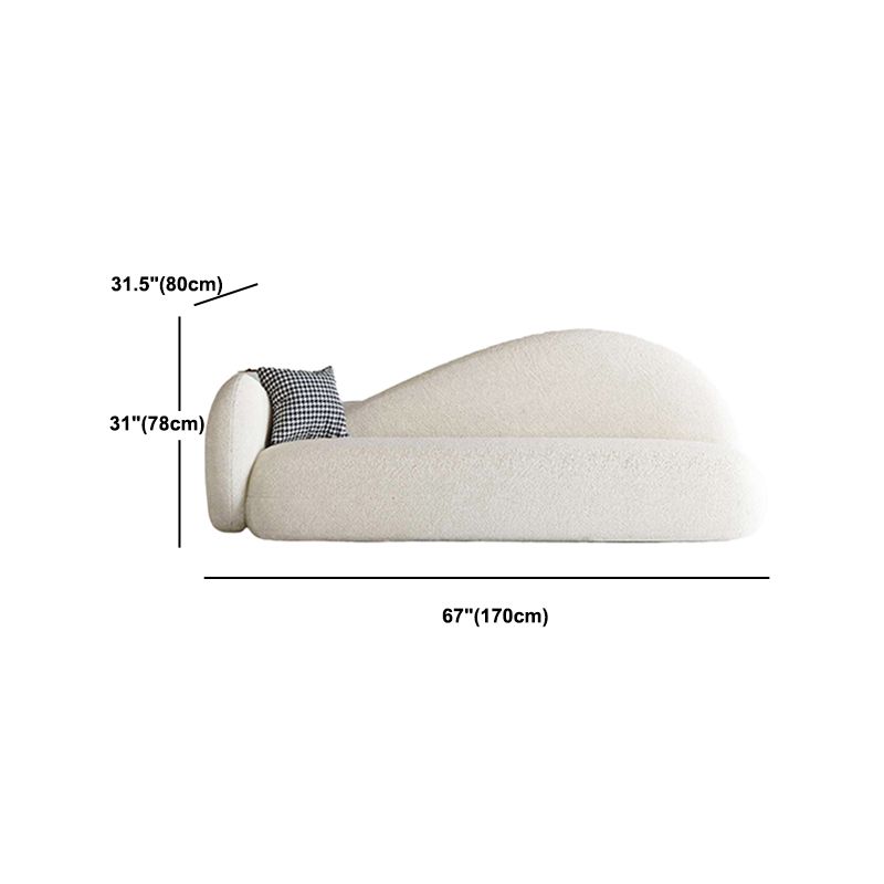 Tight Back Sofa Wool Curved Sofa in White for Living Room, Apartment