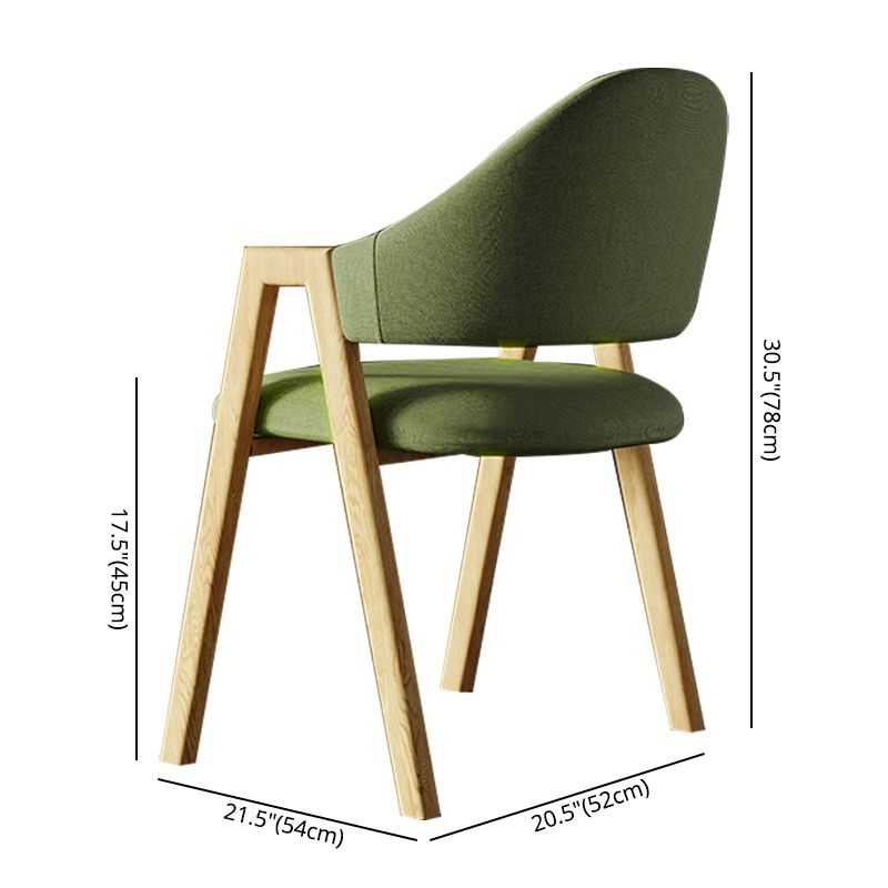 Contemporary Style Linen Fabric Dining Chair Open Back Dining Side Arm Chairs