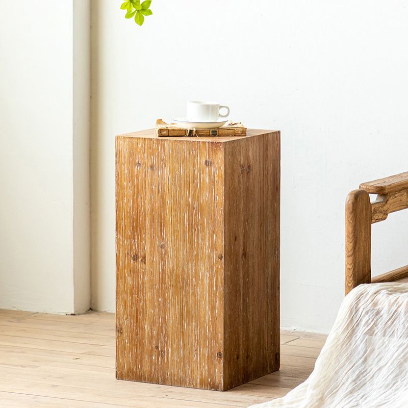 French Country Wood Block Side Table Square End Table, 11.8 inch Wide