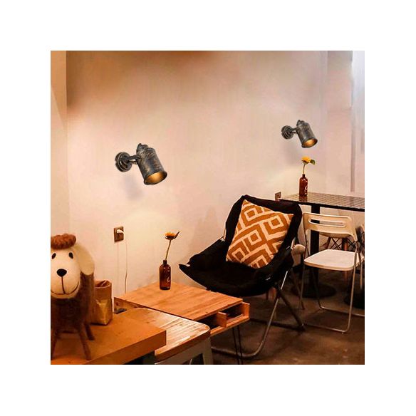 Lámpara de apliques de cilindro de metal Vintage 1 Cafetería ligera Cafetería Luz colgante de pared en latón