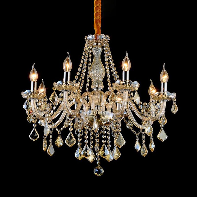 Lumières de lustre unique traditionnelles Crystal suspendues suspendues en or