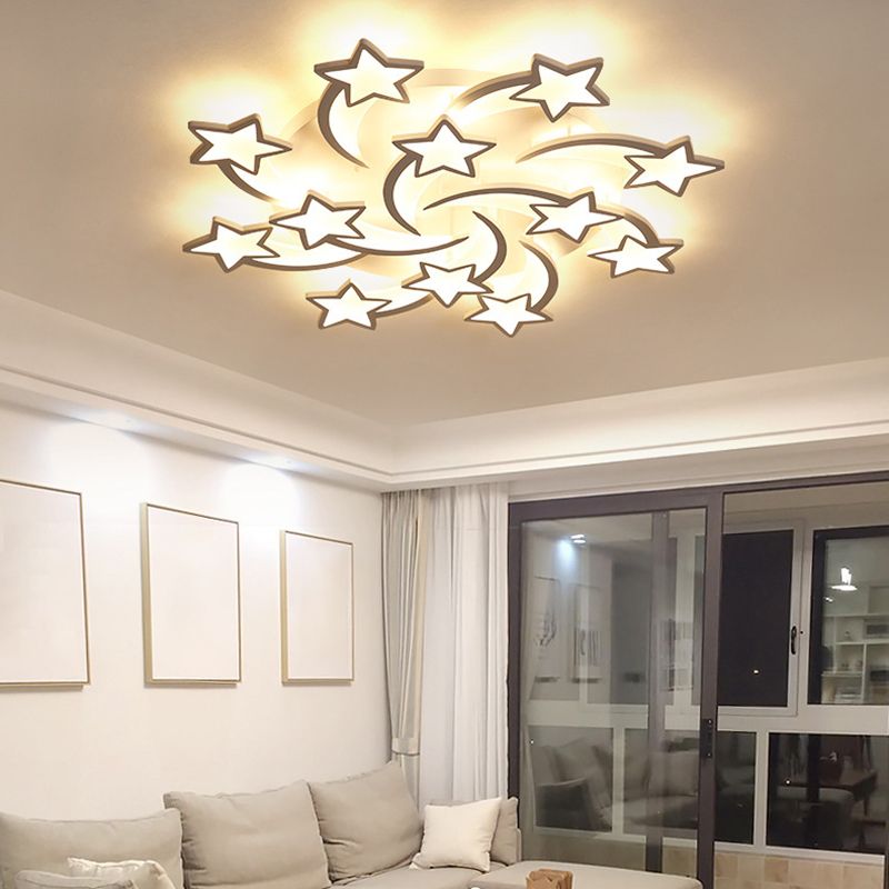 Metal Star Close to Ceiling Lighting Nordic Style LED White Ceiling Lamp