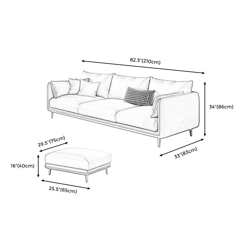 Scandinavian Faux Leather Straight Arm Sofa/Sectional with Stain-Resistant