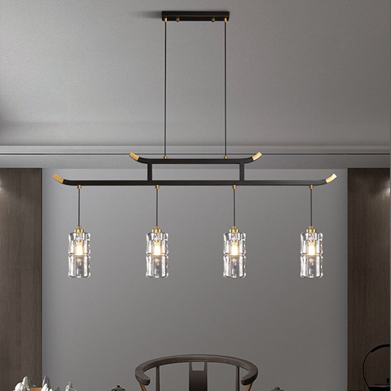 Accesorios de iluminación de la isla de cilindro iluminación de isla de cocina contemporánea con sombra de cristal