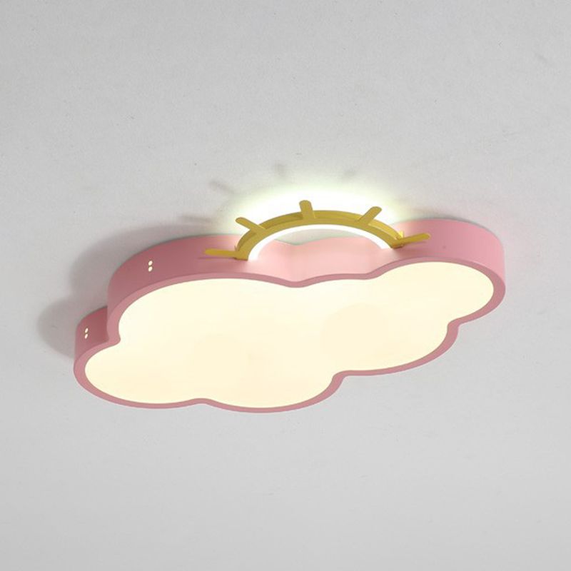 Metal Cloud Shade Flush Ceiling Light Kid Style 2 Lights Flush Mount Fixture