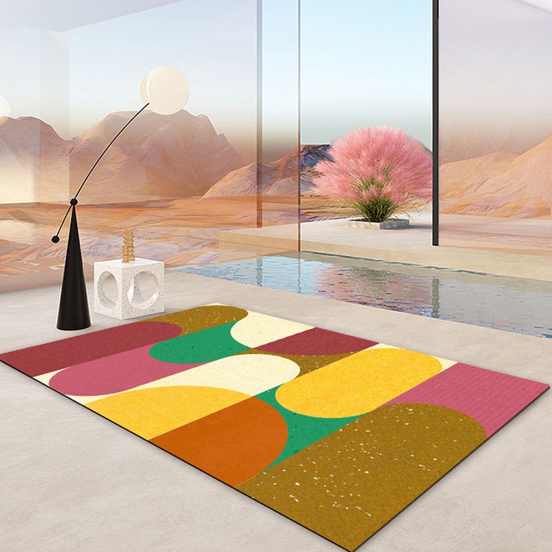 Artistic Color Stripe Print Rug Polyester Indoor Rug Non-slip Carpet for Living Room and Bedroom