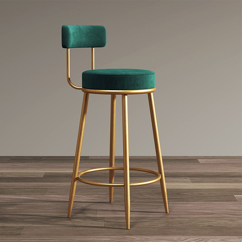Glam Round Indoor Counter Chair Footrest Upholstered Low Back Dining Stool