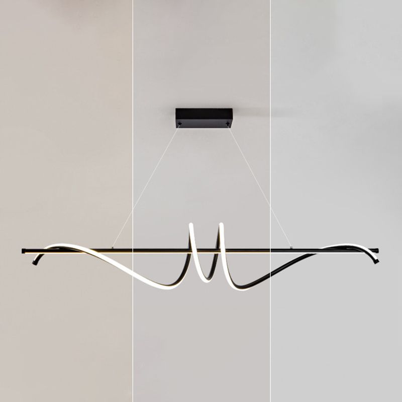Modern Wavy Island Light Fixture Metal Dining Room Island Pendant Light