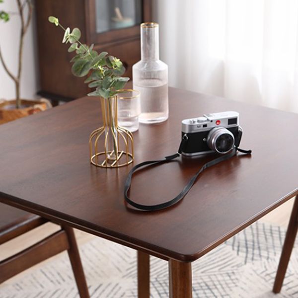 Square Shape Industrial Dining Table Wood Color Fixed Table with Rubberwood Solid Wood