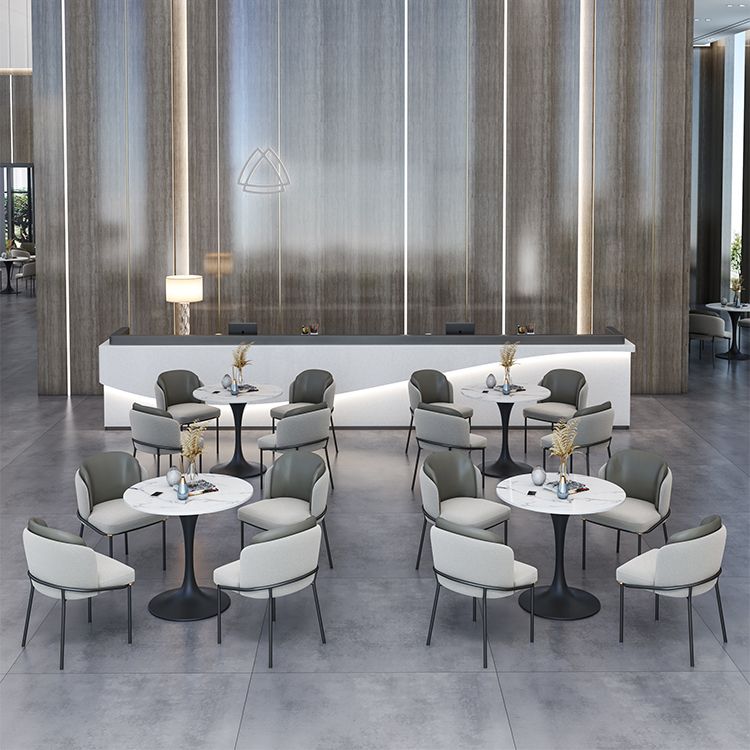 Round Dining Table Set with Padded Chairs 1/4/5 Pieces Faux Marble Dining Set for Home