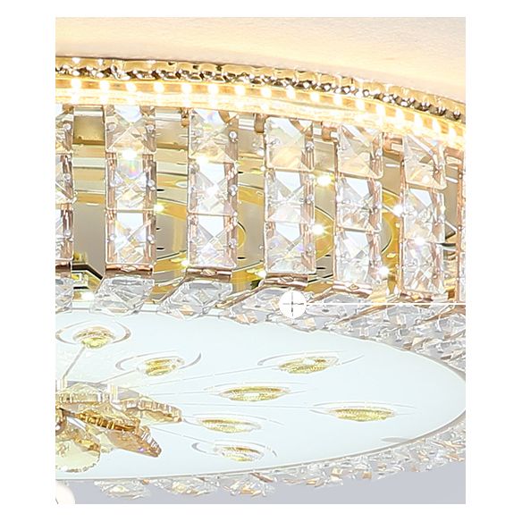 Modern Luxurious Crystal Flush Mount Ceiling Lamp Round Shape LED Flush Mount Lighting for Bedroom