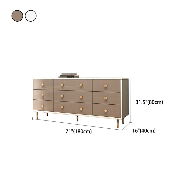 Bedroom Wooden Double Dresser White and Grey Storage Chest Dresser with Drawers