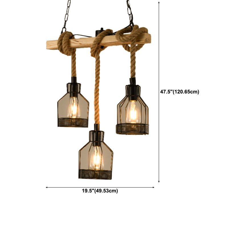 Industrial Pendant Lighting Wood Beam Island Light Fixtures for Restaurant