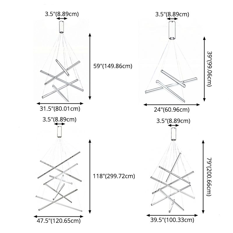Nieuwe moderne zwarte lineaire kroonluchter verlichtingsarmaturen Metalen LED -hangende lamp voor woonkamer