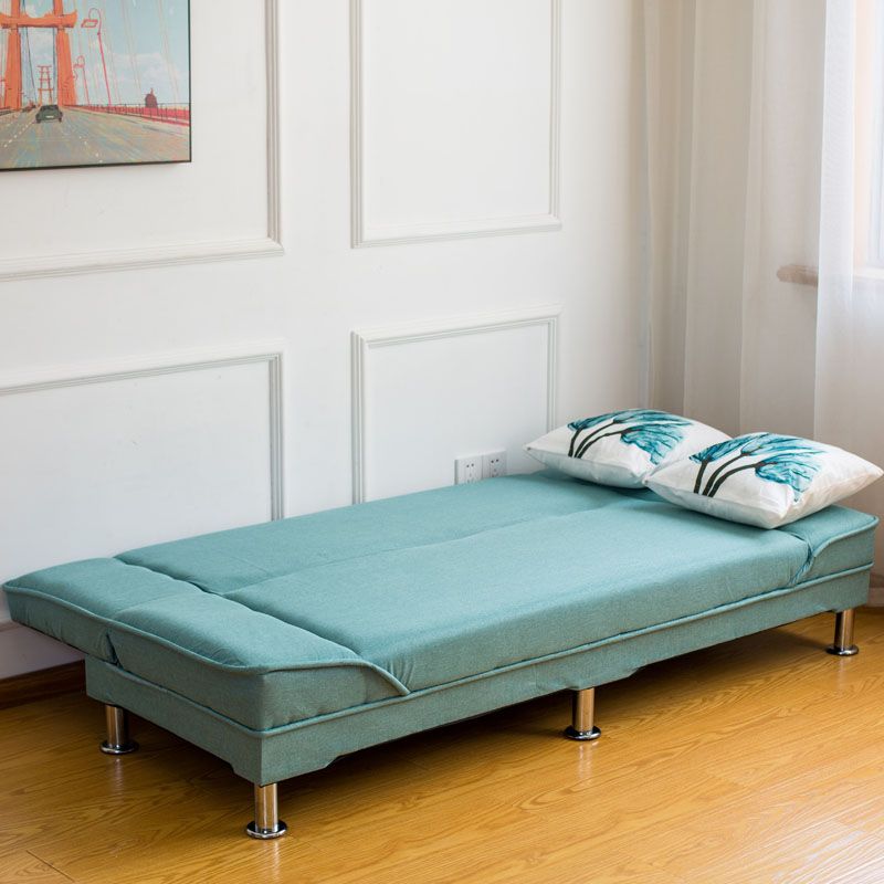 Modern Cotton Blend and Velvet Convertible Loose Back Armless Sofa Bed