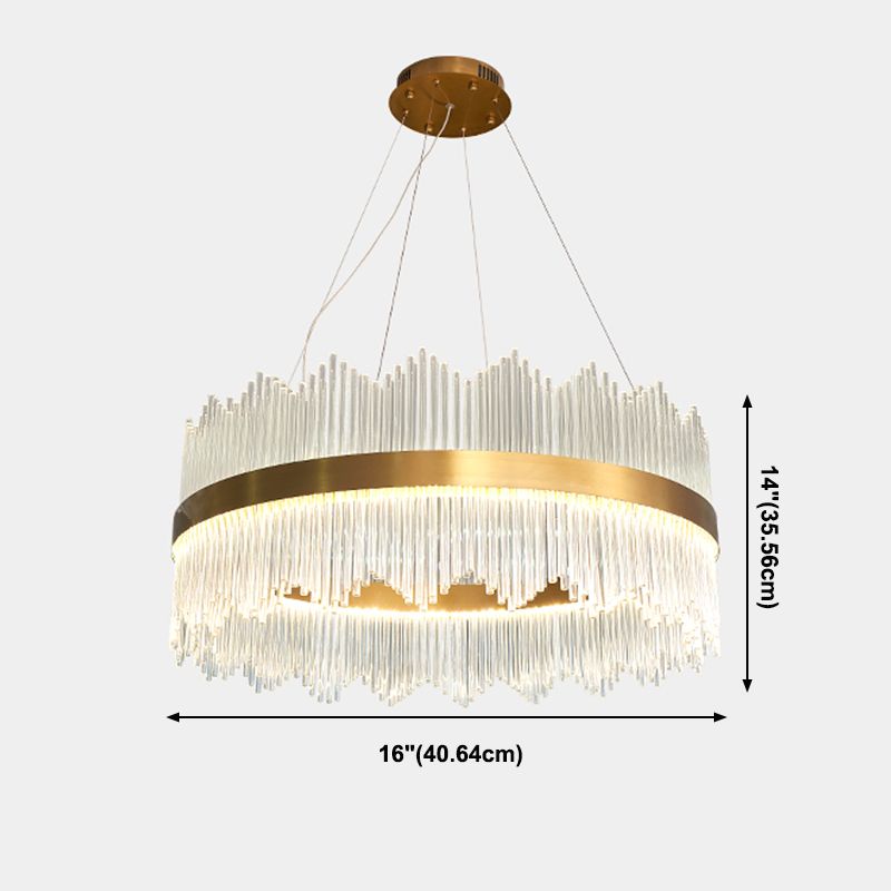 Modern Concise LED Pendant Light Glass Circular Chandelier for Living Room