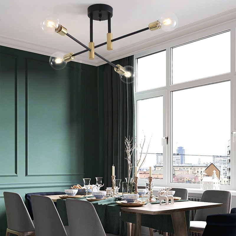 Aluminium Radiale Plafondlamp in Industriële Retro Stijl Gelakt Ijzer Semi Flush Mount voor Slaapkamer