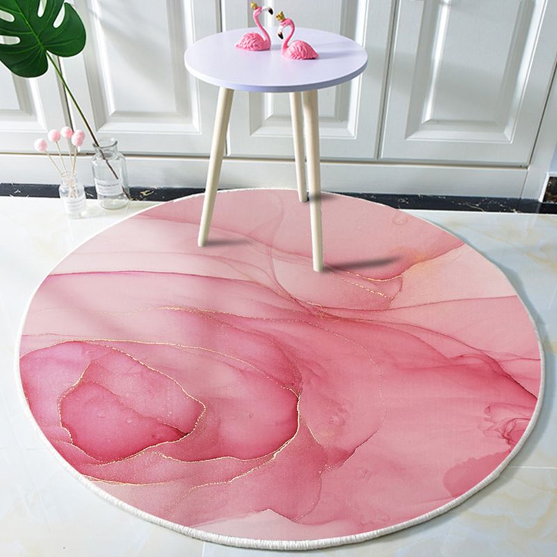 Modern Marble Print Watercolor Rug Multi Colored Polyester Rug Non-Slip Backing Washable Stain Resistant Carpet for Home