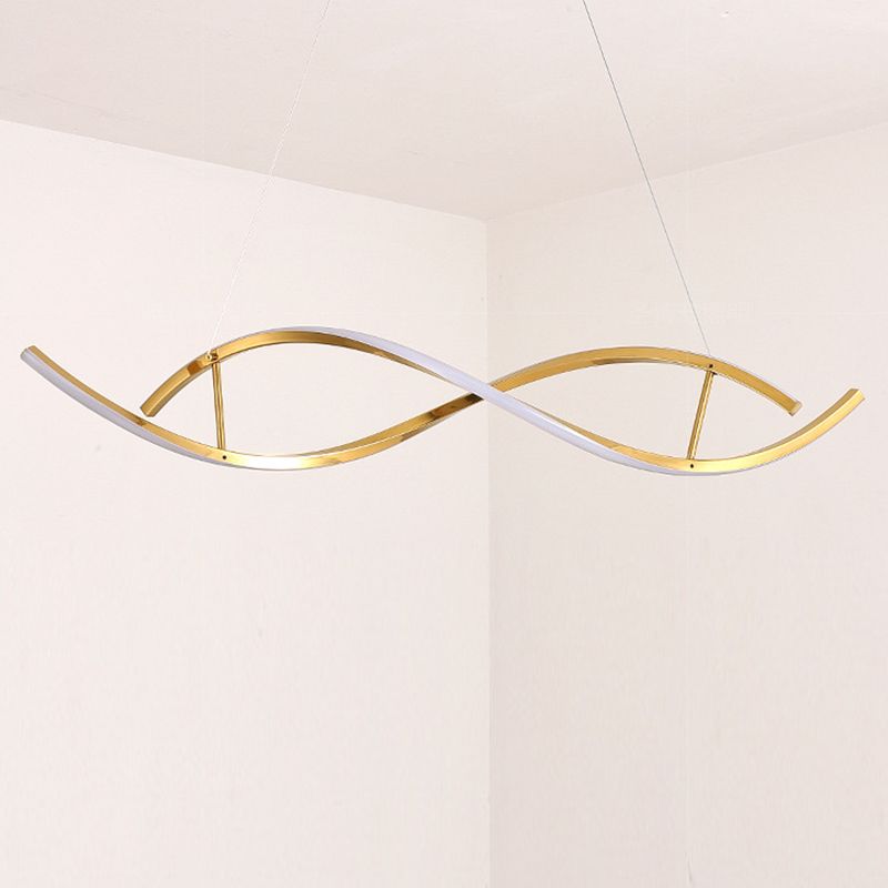 2 Lights Geometric Chandelier Light Contemporary Metal Pendant Lighting in Gold