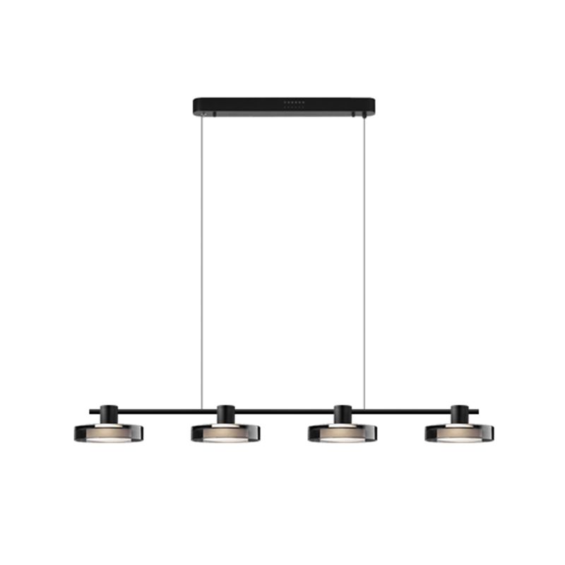Metal and Glass Kitchen Island Lighting in Black Modern LED Ceiling Pendant