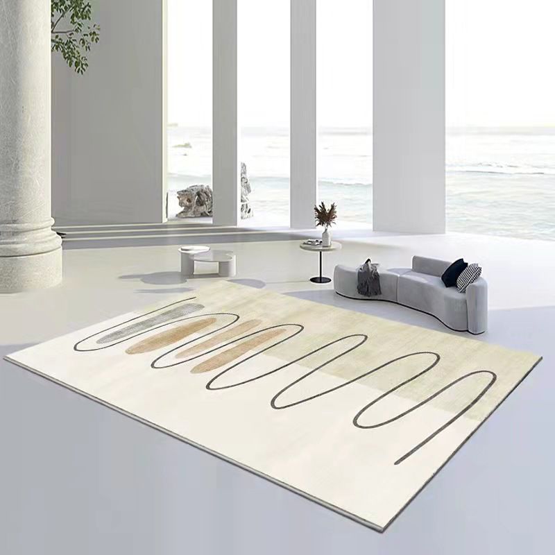 Beige Simplicity Teppich Polyester Linie Teppich Färbung widerstandsfähiger Teppich für Wohnzimmer