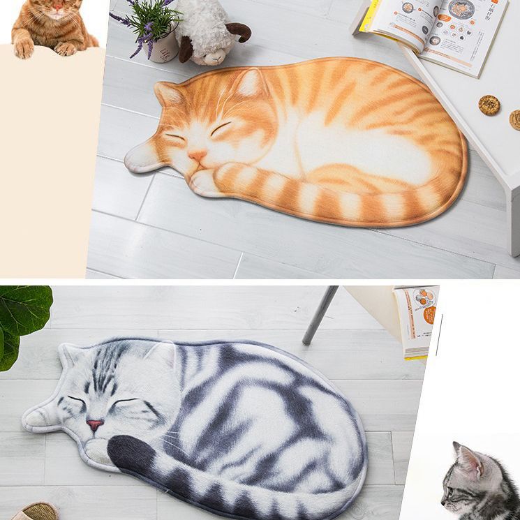 Novelty Color Mixed Cats Print Rug Polyester Comfort Carpet Non-Slip Backing Indoor Rug for Living Room