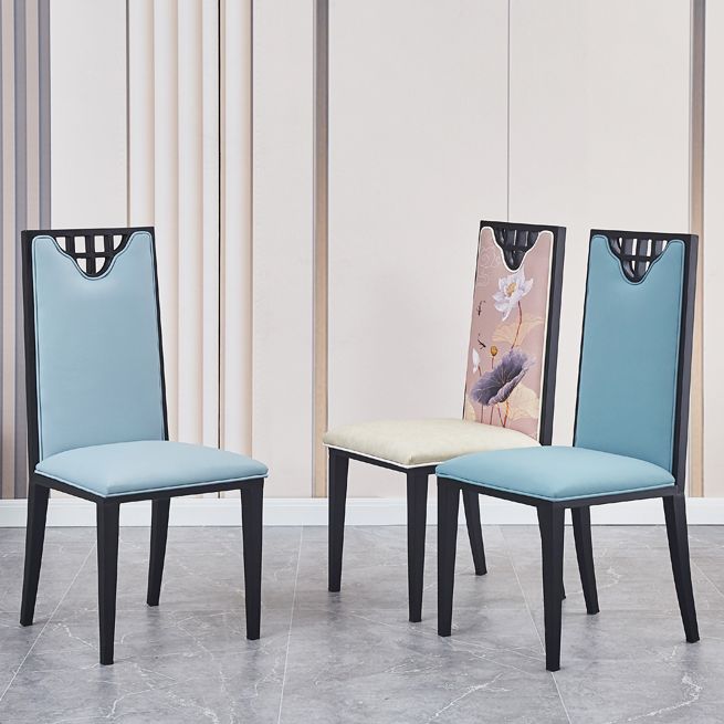 Faux Leather Dining Chairs Glam Style High Back Dining Chairs