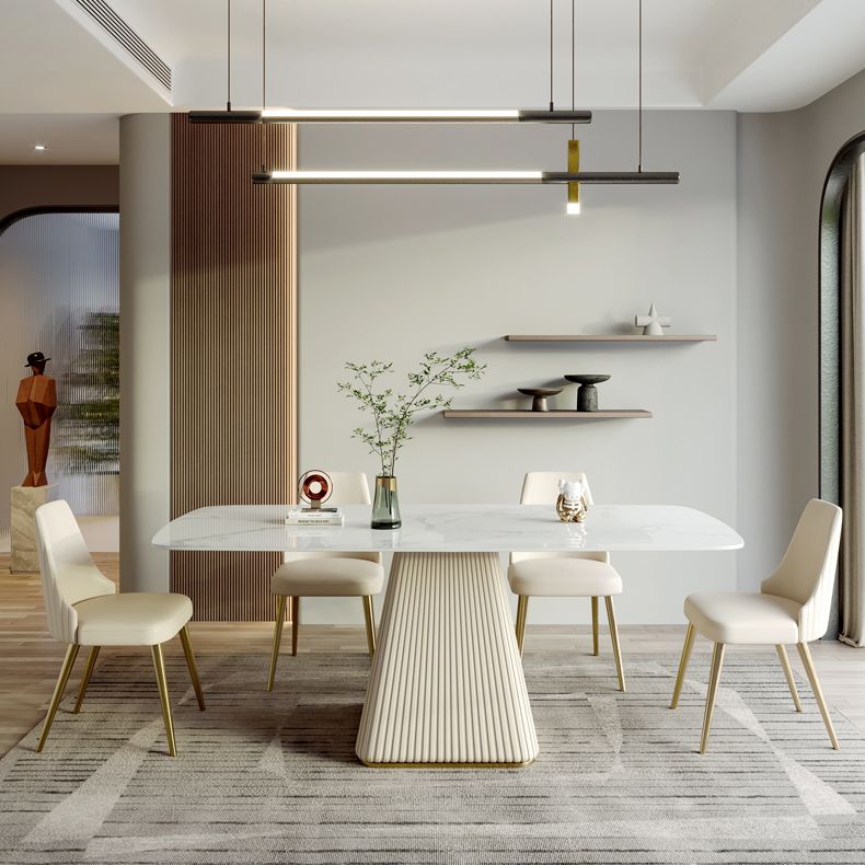 Nordic Glam Style Sintered Stone Rectangle Table Set 1/4/5/7 Pieces Set