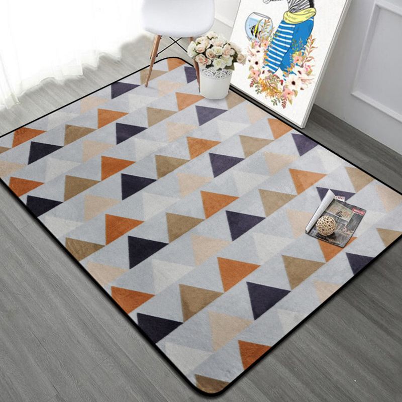 Bold Color-Block Geometric Rug Multi Colored Nordic Rug Synthetics Machine Wash Non-Slip Backing Stain Resistant Rug for Decoration