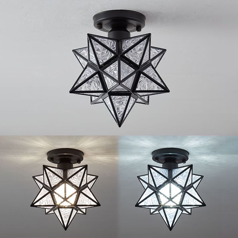Plafonnier Semi-encastré Star, lustre traditionnel en acrylique pour chambre à coucher