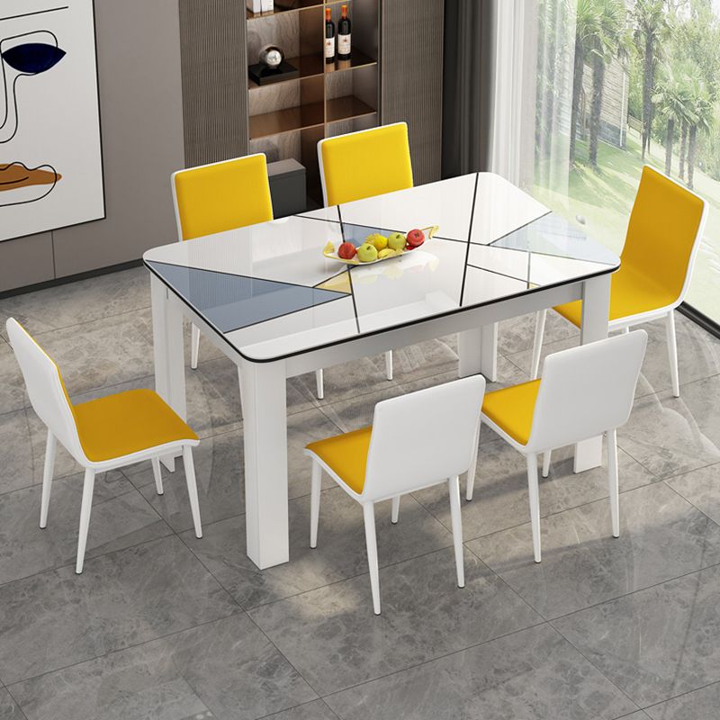 Modern Rectangle Wood Dining Table Metal Base for Dining Room