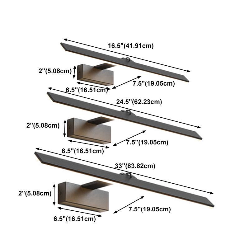 1-Light Black Vanity Light Modern LED Mirror Front Light with Acrylic Shade for Bathroom