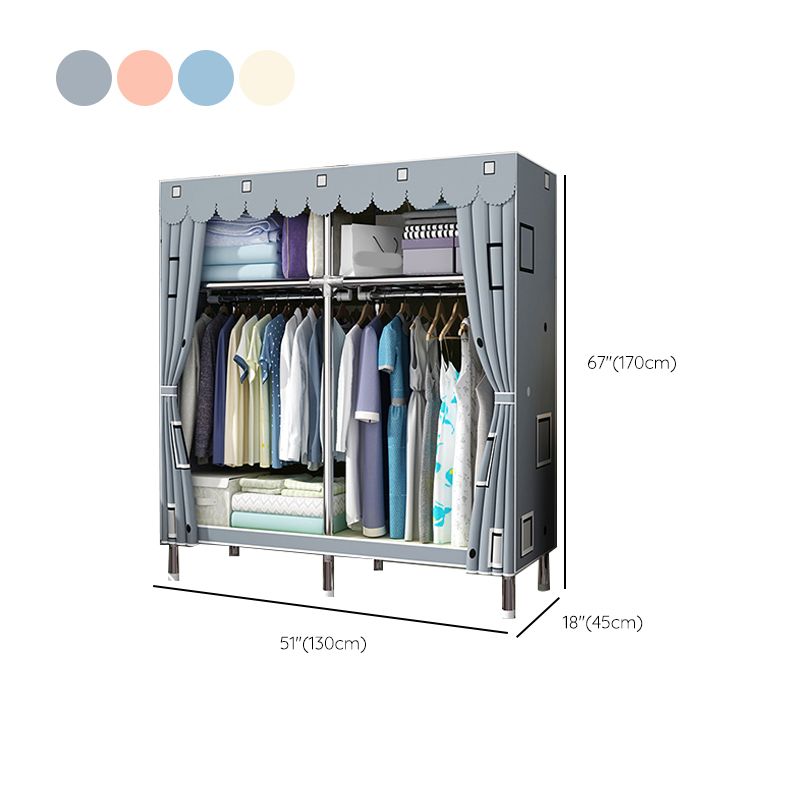 Matte Finish Wardrobe with Metal Frame Modern Storage Cabinet for Home