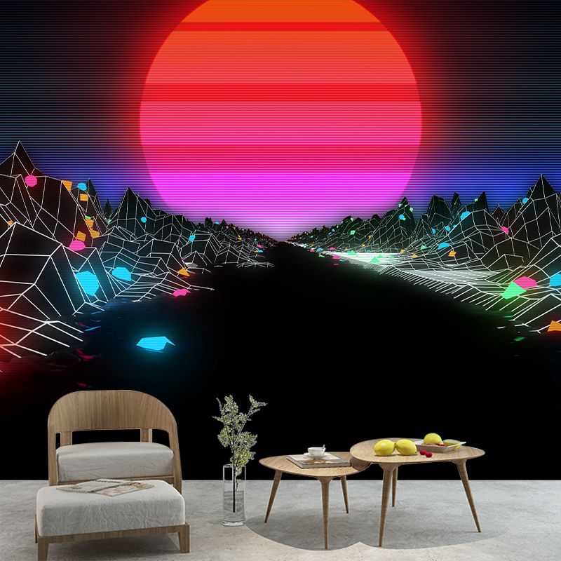 Washable Illustration Mural Wallpaper Cyberpunk Style Indoor Wall Mural
