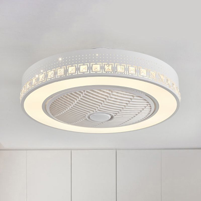Ring Wohnzimmer Ventilator Lampen Modernismus Acryl LED 21,5 "breit weiße Halbflush -Halterung mit 3 Klingen