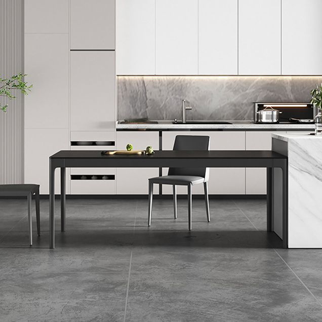 Cena de comedor de piedra sinterizada de estilo moderno Mesa de cocina Black Rectangle Mesa