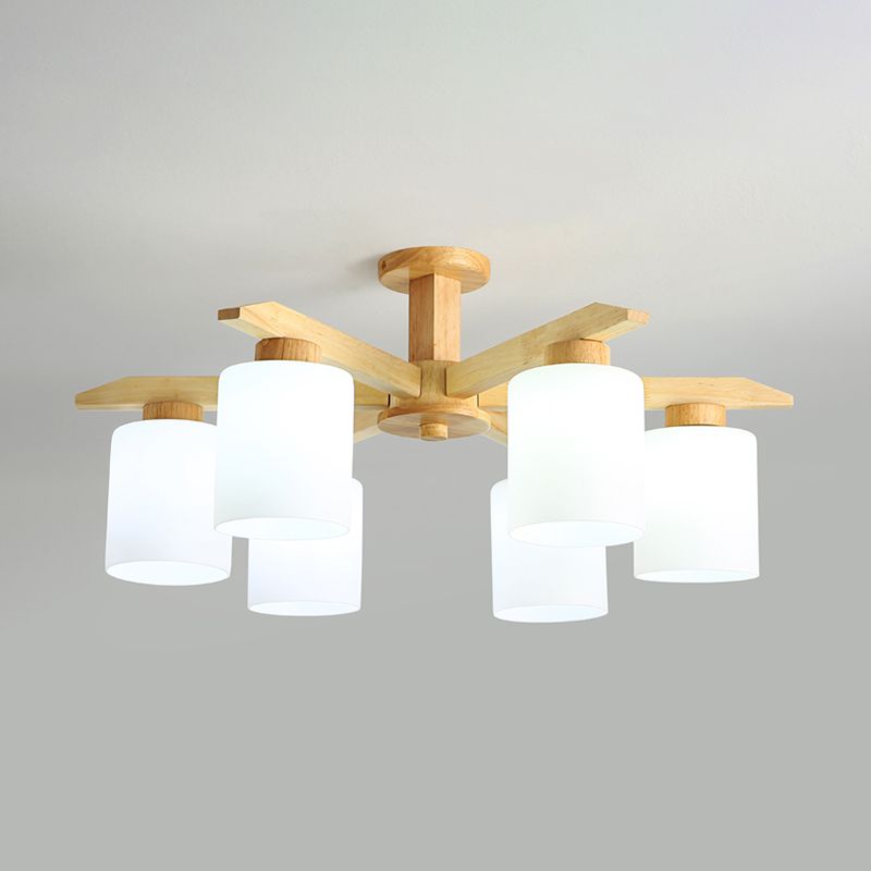 Moderne Flush -Leuchten Holzzylinder Flush Mount Lampe in Braun für Wohnzimmer